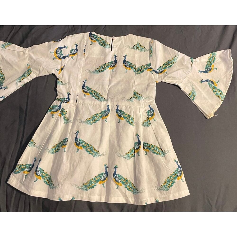 Hopscotch Girls 5-6Y Peacock Embroidered Cotton Boho Dress - Picture 5 of 5